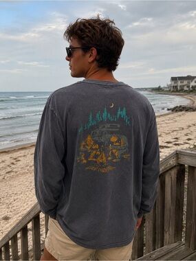 Southern Shirt XL Bigfoot Bear Campfire Long Sleeve Tee Mineral Wash Vintage